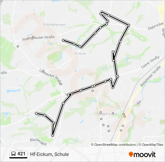 421 Bus Line Map