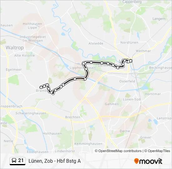 21 Bus Line Map