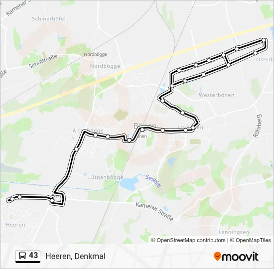 43 Bus Line Map