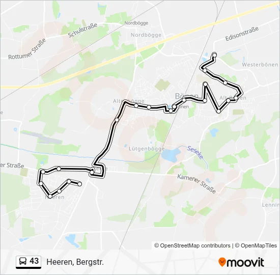43 Bus Line Map