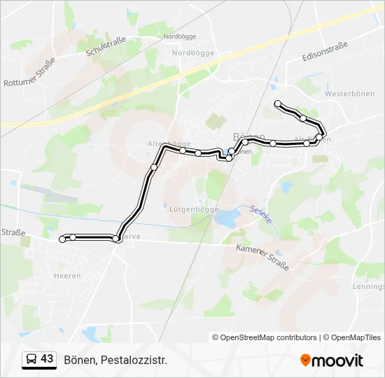 43 Bus Line Map