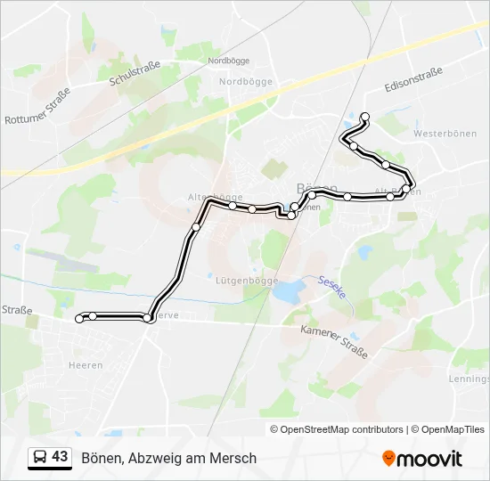 43 Bus Line Map