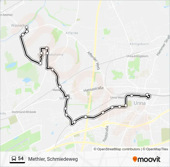 Buslinie 54 Karte