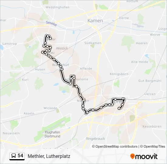 54 Bus Line Map