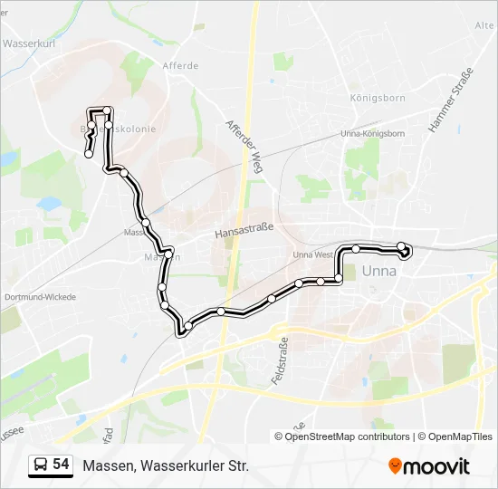 Buslinie 54 Karte