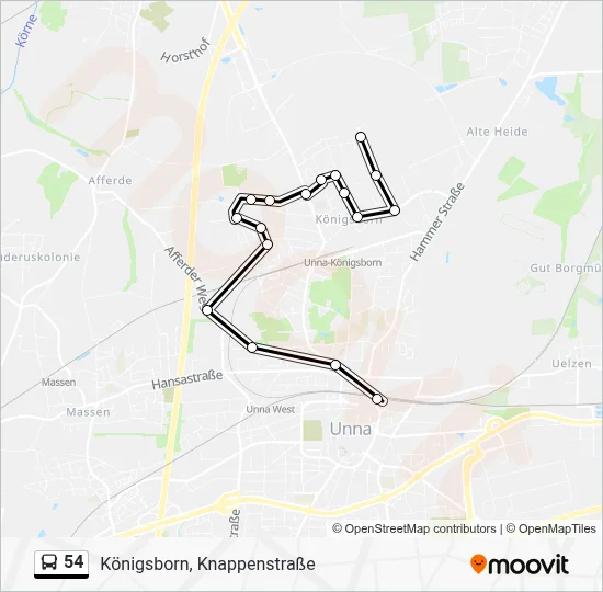 54 Bus Line Map
