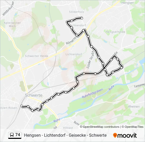 74 Bus Line Map