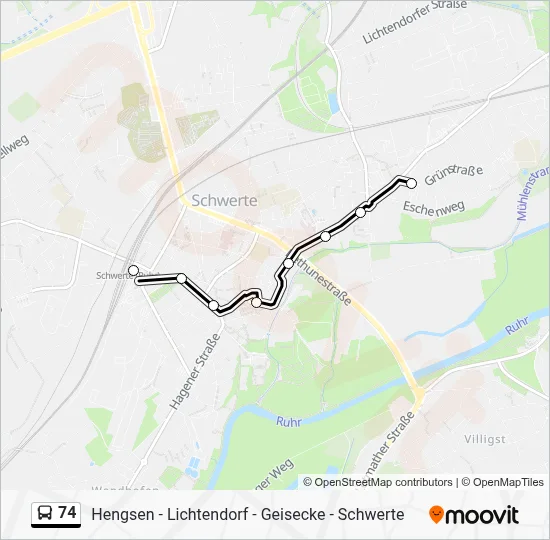 74 Bus Line Map