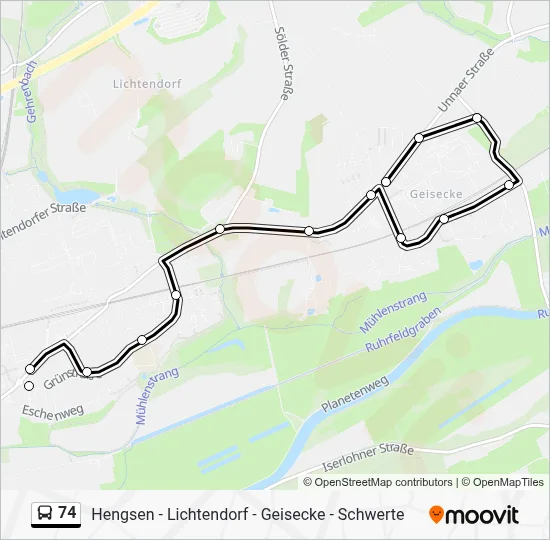 74 Bus Line Map