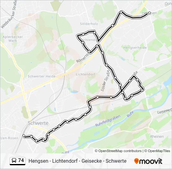 74 Bus Line Map