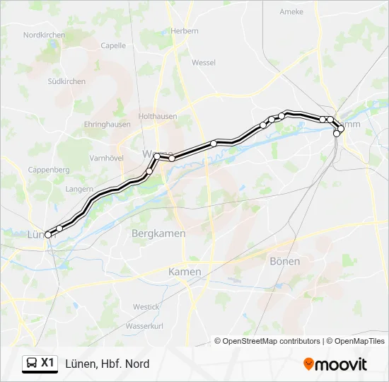X1 Bus Line Map