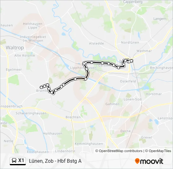 X1 Bus Line Map