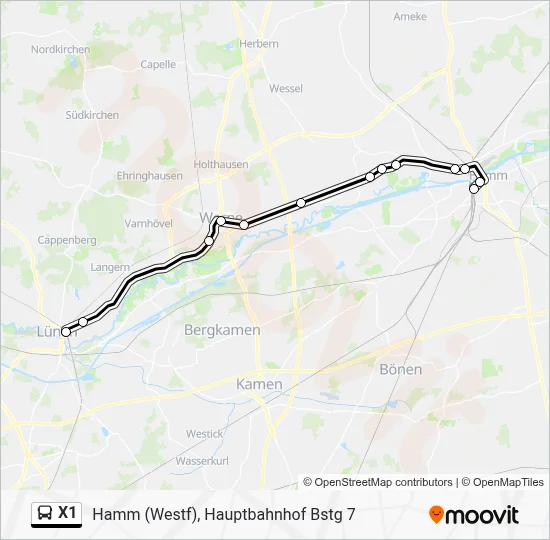 X1 Bus Line Map
