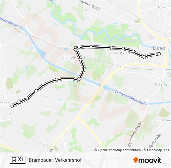 X1 Bus Line Map