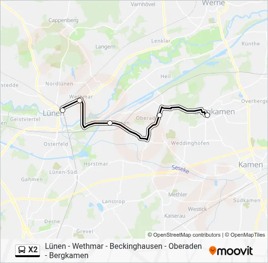X2 Bus Line Map
