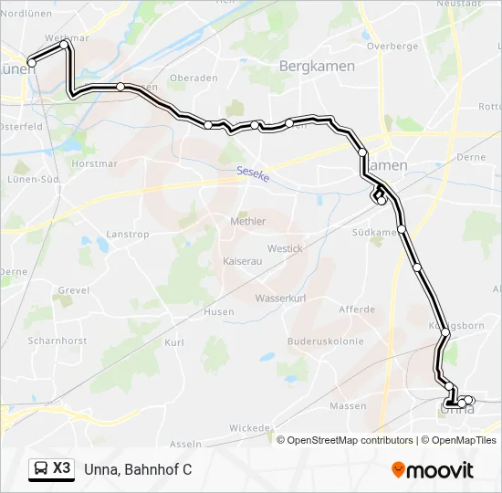X3 Bus Line Map
