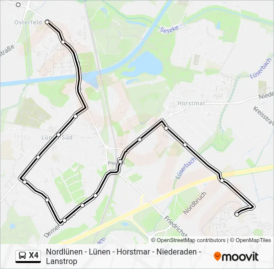X4 Bus Line Map