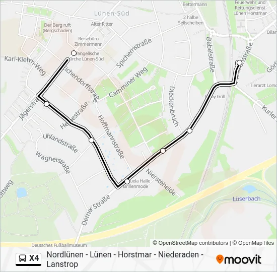 Buslinie X4 Karte