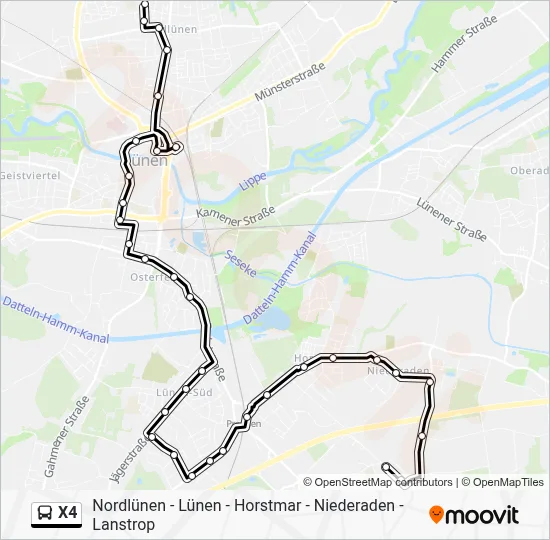 Buslinie X4 Karte