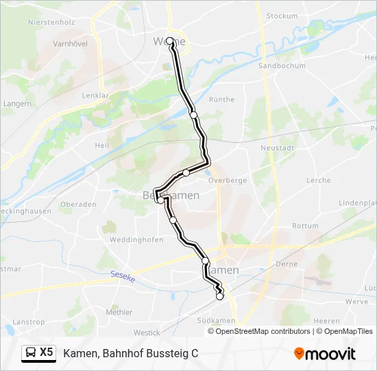 X5 Bus Line Map