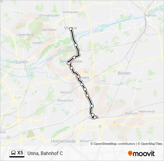 X5 Bus Line Map
