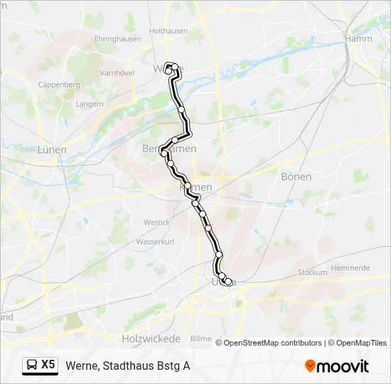 X5 Bus Line Map
