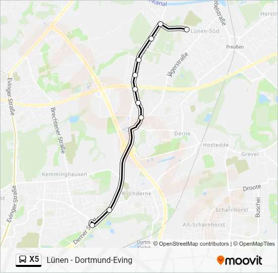 X5 Bus Line Map