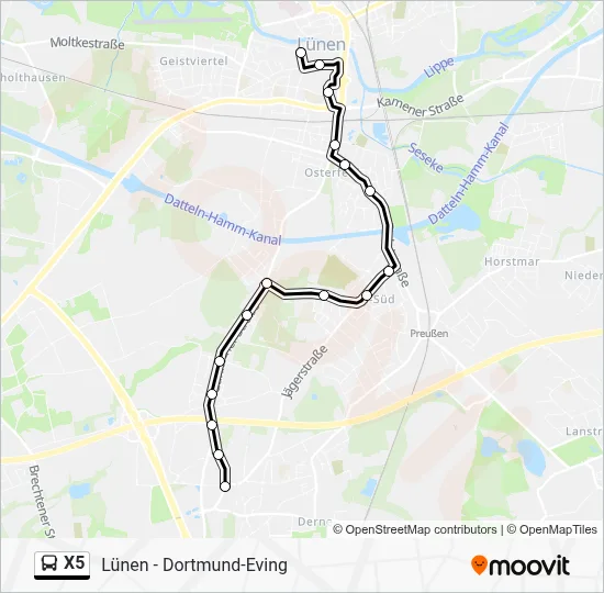 X5 Bus Line Map