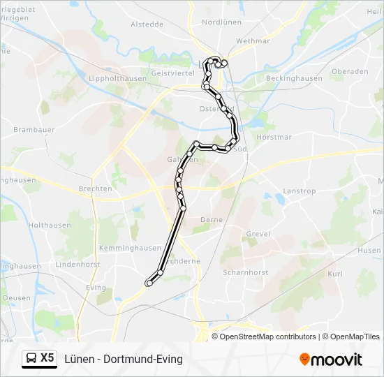 X5 Bus Line Map