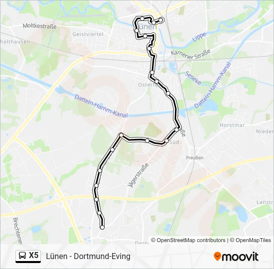 X5 Bus Line Map