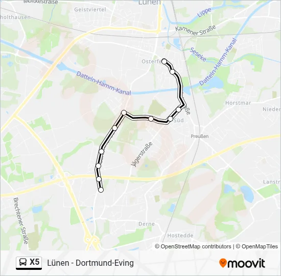 X5 Bus Line Map