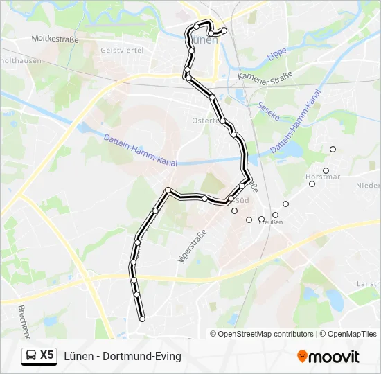 X5 Bus Line Map