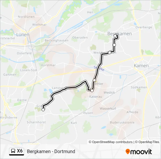 X6 Bus Line Map