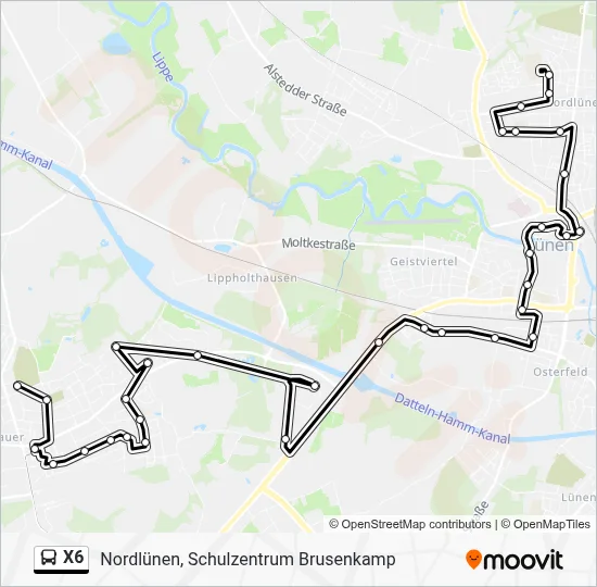 X6 Bus Line Map