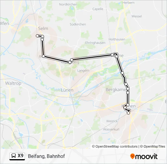X9 Bus Line Map