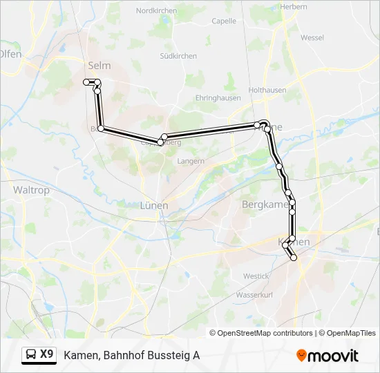 X9 Bus Line Map