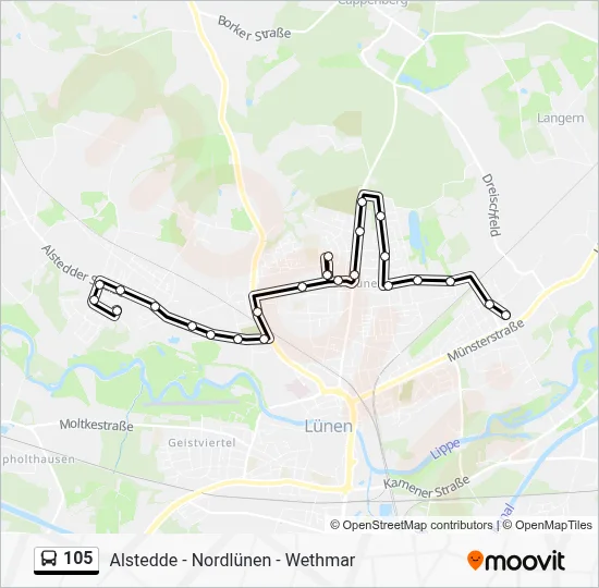105 Bus Line Map