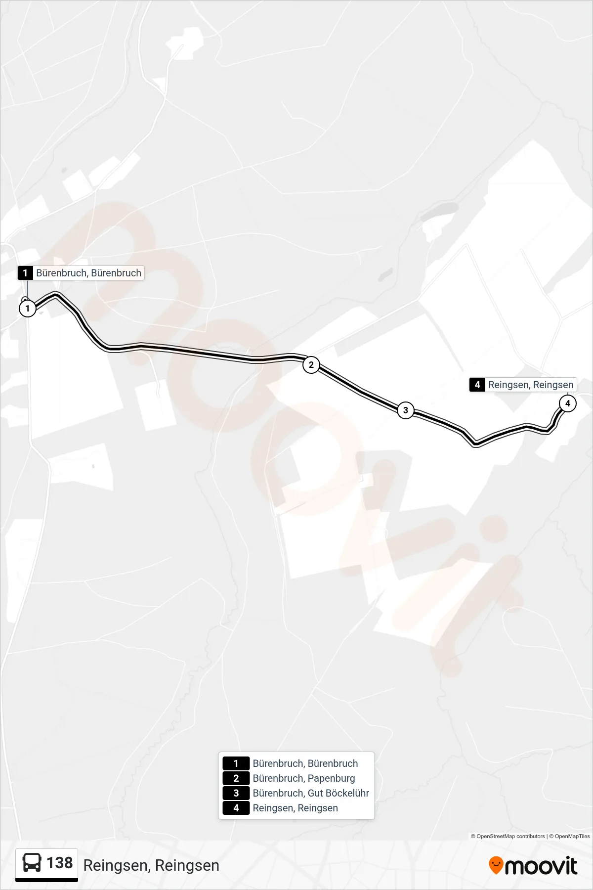Linie 138 (Bus) Richtung Reingsen, Reingsen: Route und Haltestellen auf der Karte