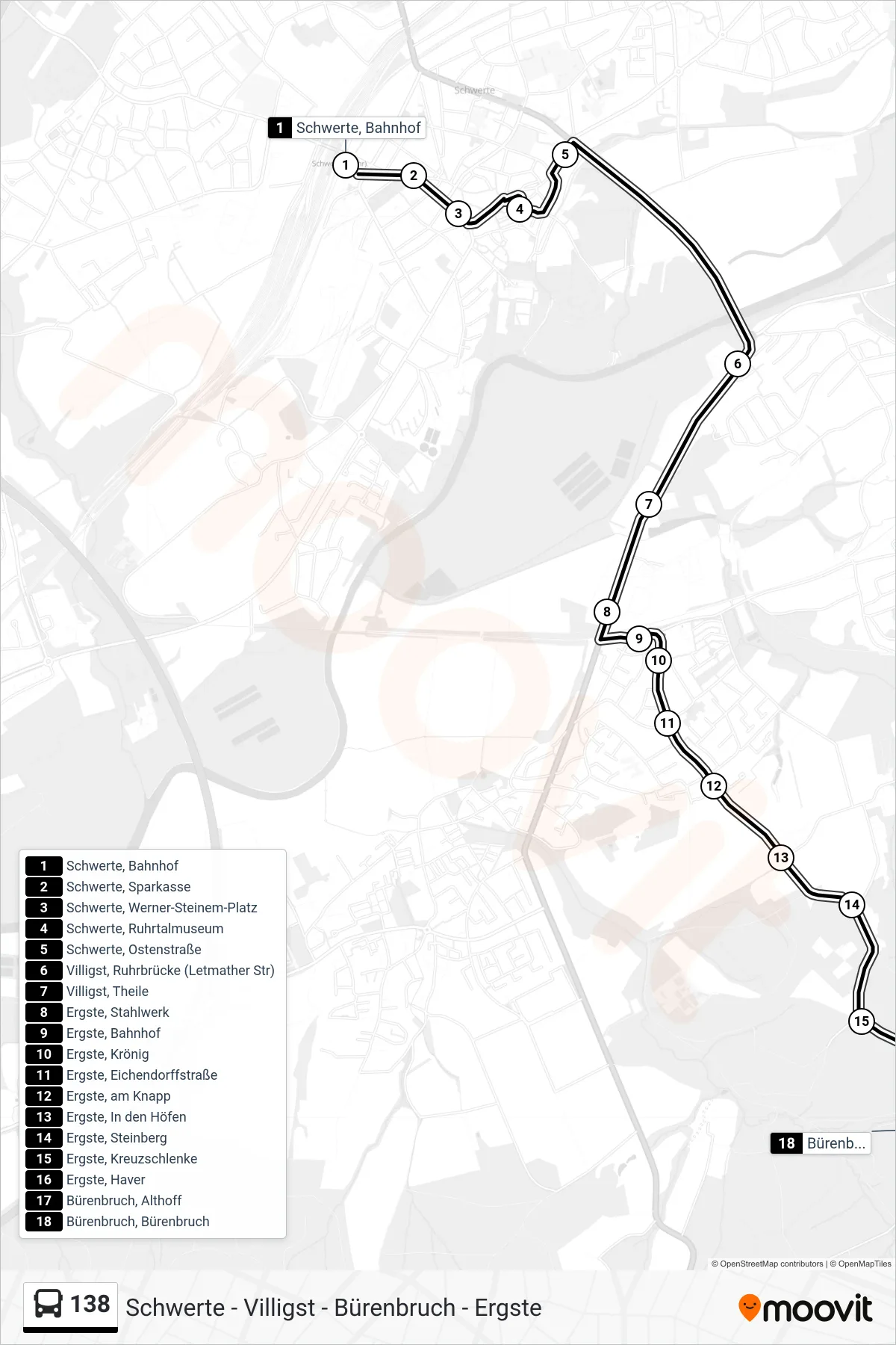 Linie 138 (Bus) Richtung Bürenbruch, Bürenbruch: Route und Haltestellen auf der Karte