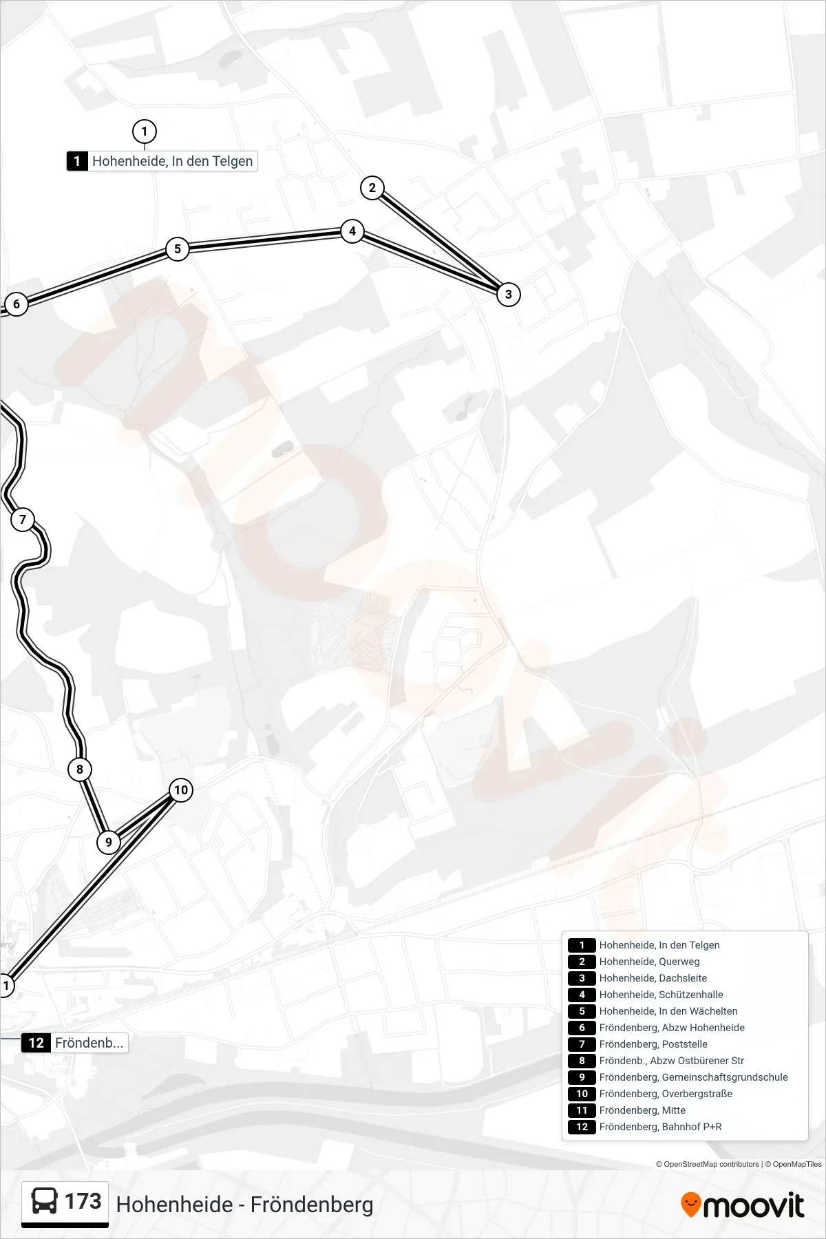 Linie 173 (Bus) Richtung Fröndenberg, Bahnhof P+R: Route und Haltestellen auf der Karte