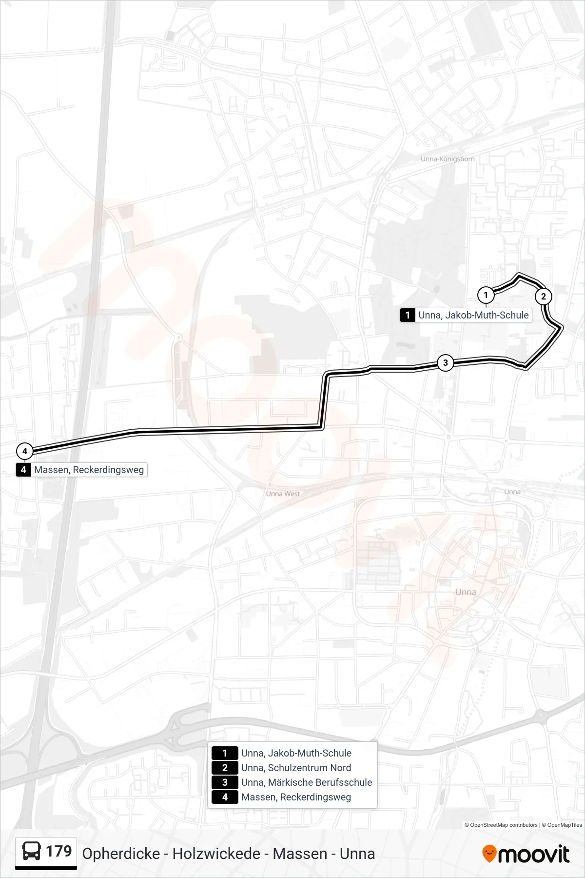 Linie 179 (Bus) Richtung Massen, Reckerdingsweg: Route und Haltestellen auf der Karte