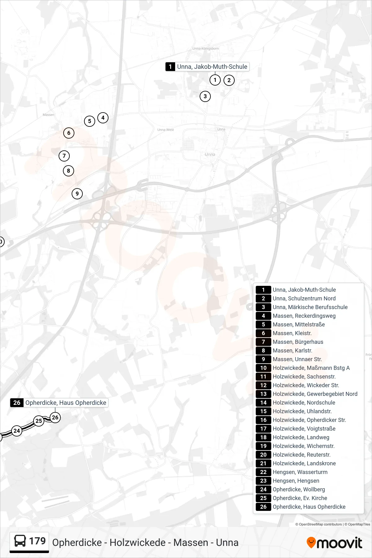 Linie 179 (Bus) Richtung Opherdicke, Haus Opherdicke: Route und Haltestellen auf der Karte