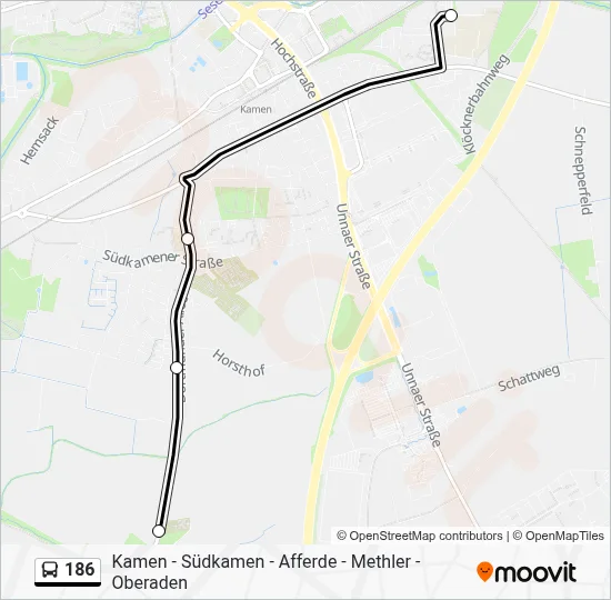 Buslinie 186 Karte