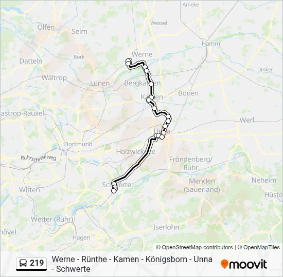 219 Bus Line Map