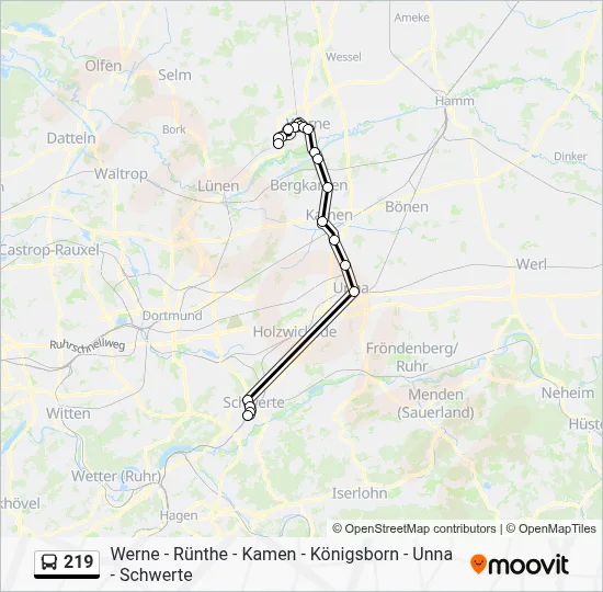 219 Bus Line Map
