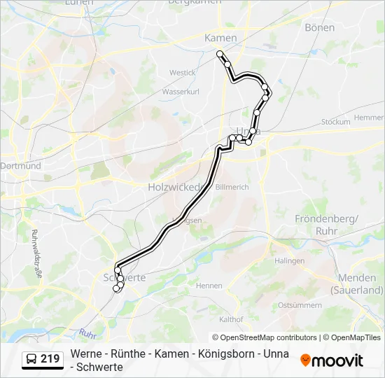 219 Bus Line Map
