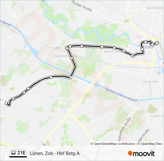 21E Bus Line Map