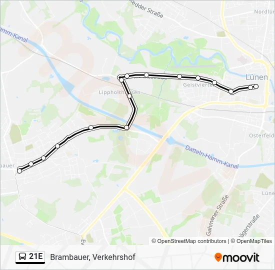 21E Bus Line Map