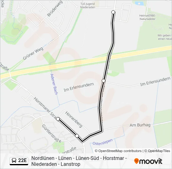 22E Bus Line Map