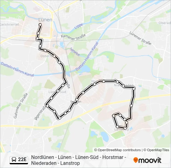 22E Bus Line Map